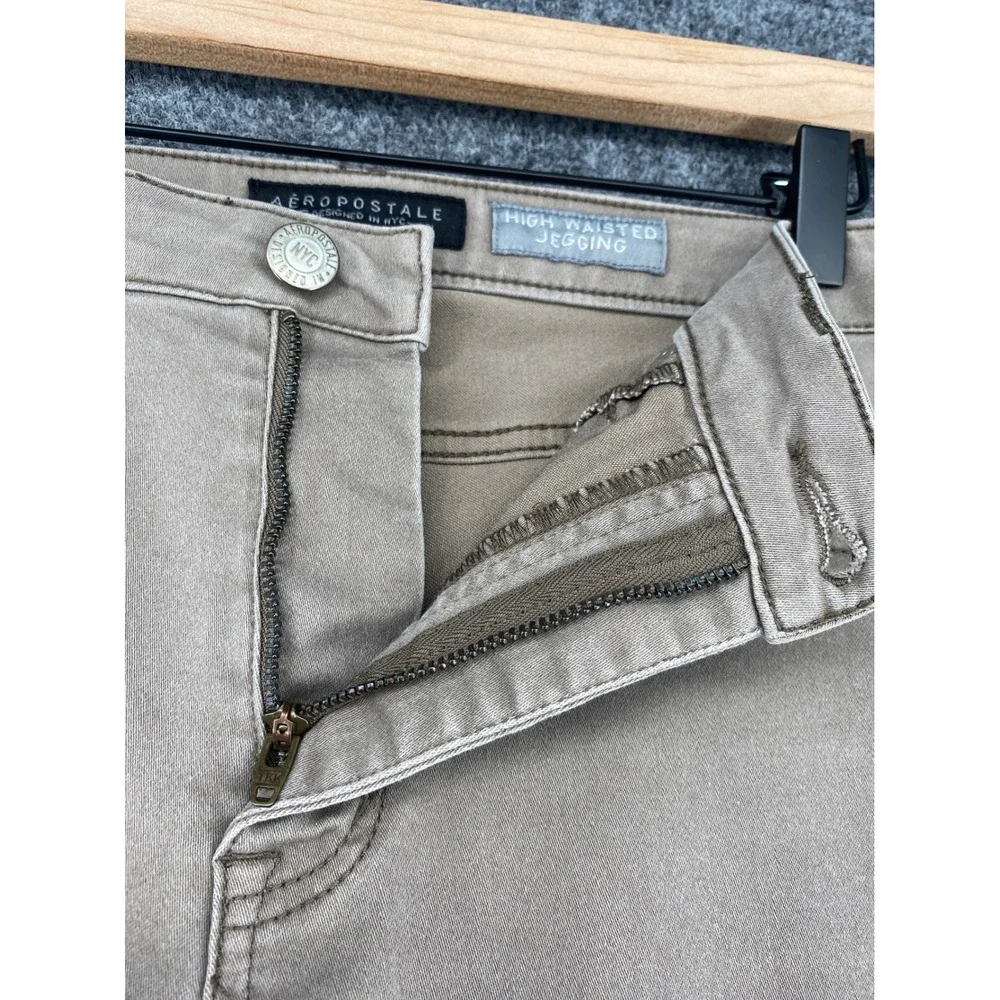 Aeropostale High Waisted Jegging Womens 12 Tan Khaki Stretch Skinny Casual Pants